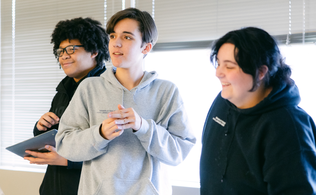 Students in a classroom.
