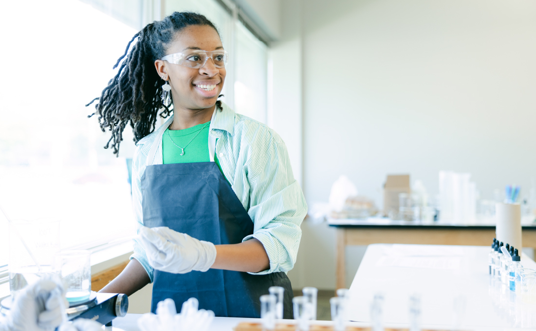 Student in a chemistry lab.
