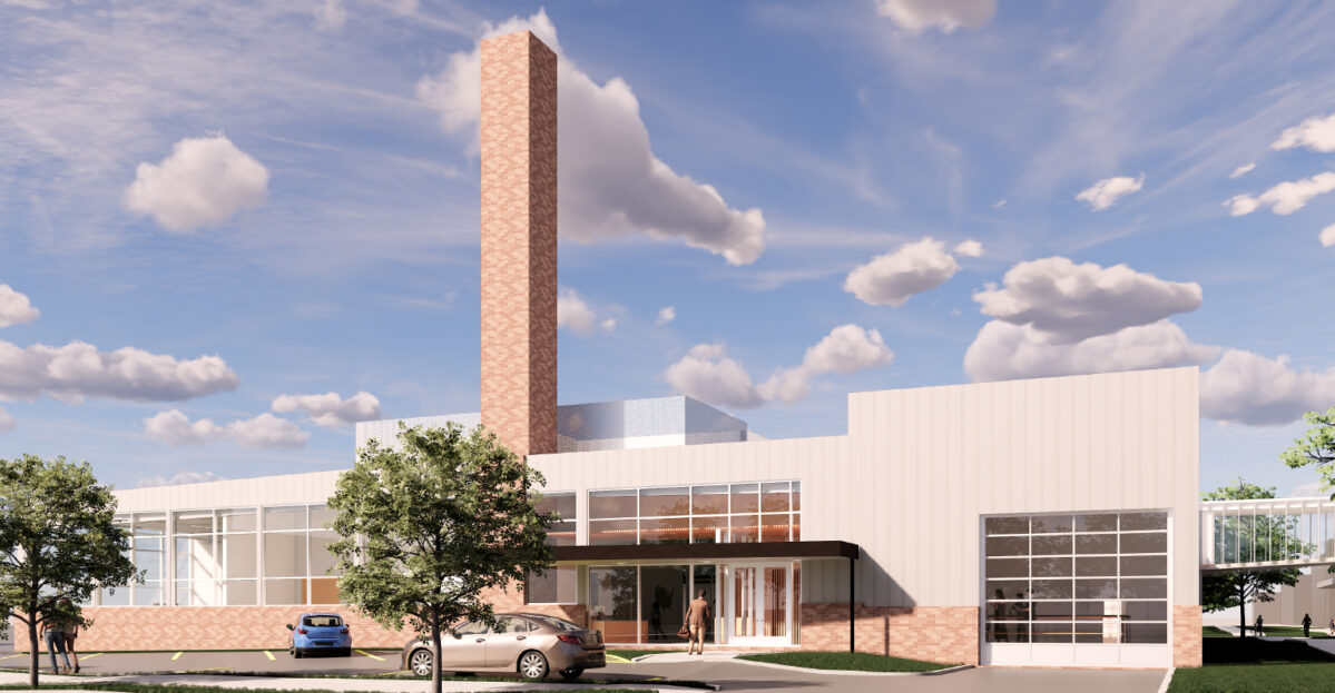 Rendering of the front of Des Moines Prep building.